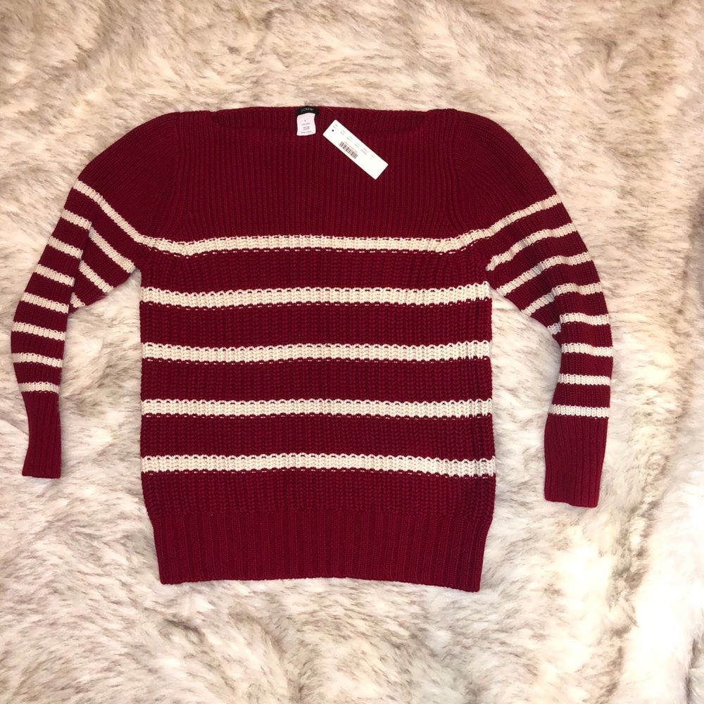 NEW❗️J•Crew red & white striped knit sweater